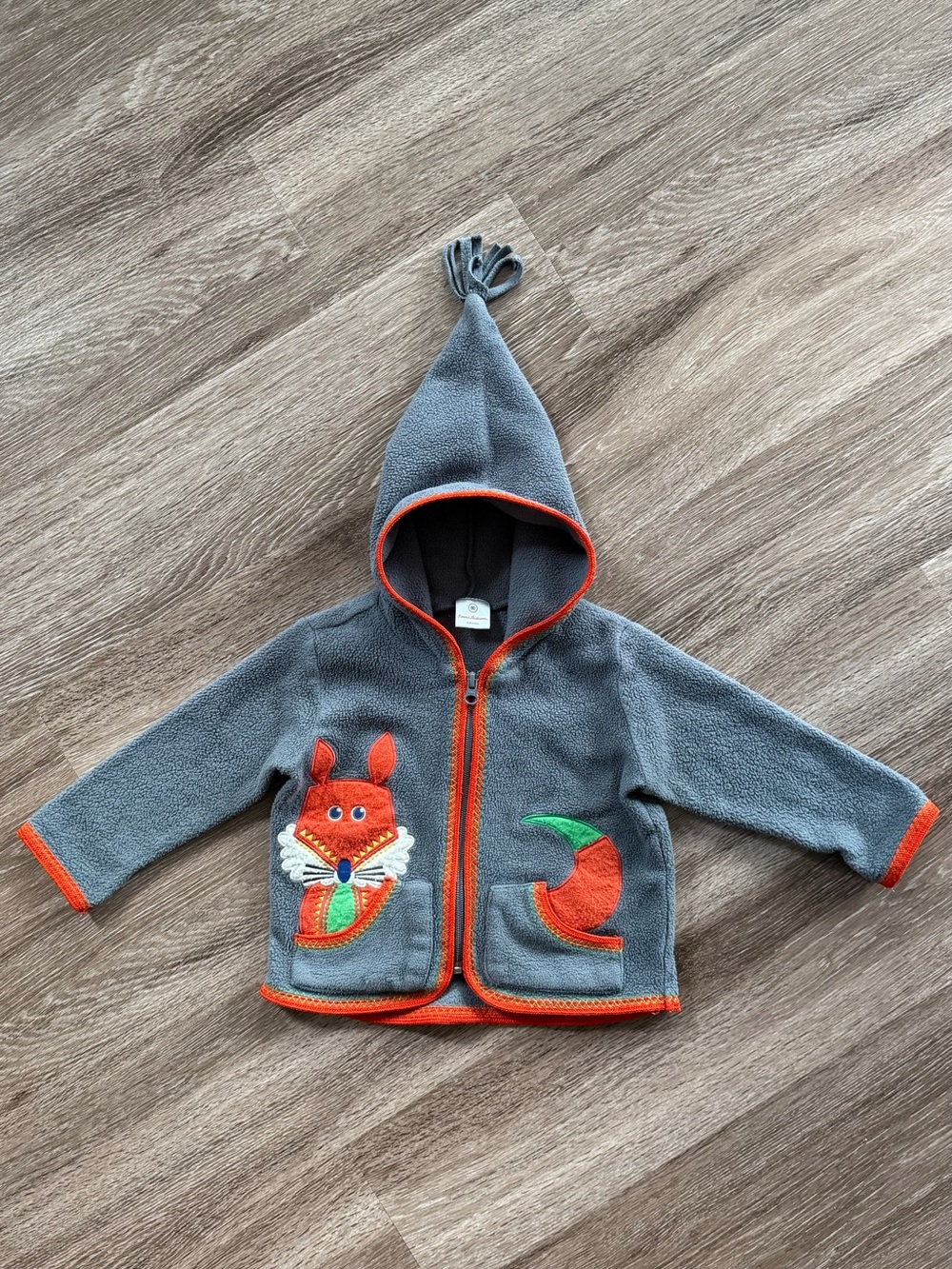 Hanna Andersson Bert the Fox Fleece Jacket Hooded Gray Size 80 18-24M